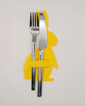 Bunny Yellow Felt Cutlery Holder