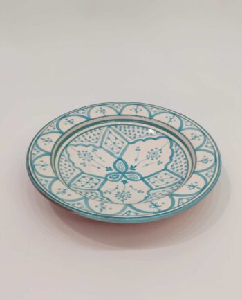 Plate Ceramic Light Blue & White