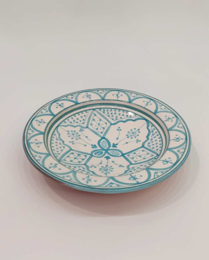 Plate Ceramic Light Blue & White