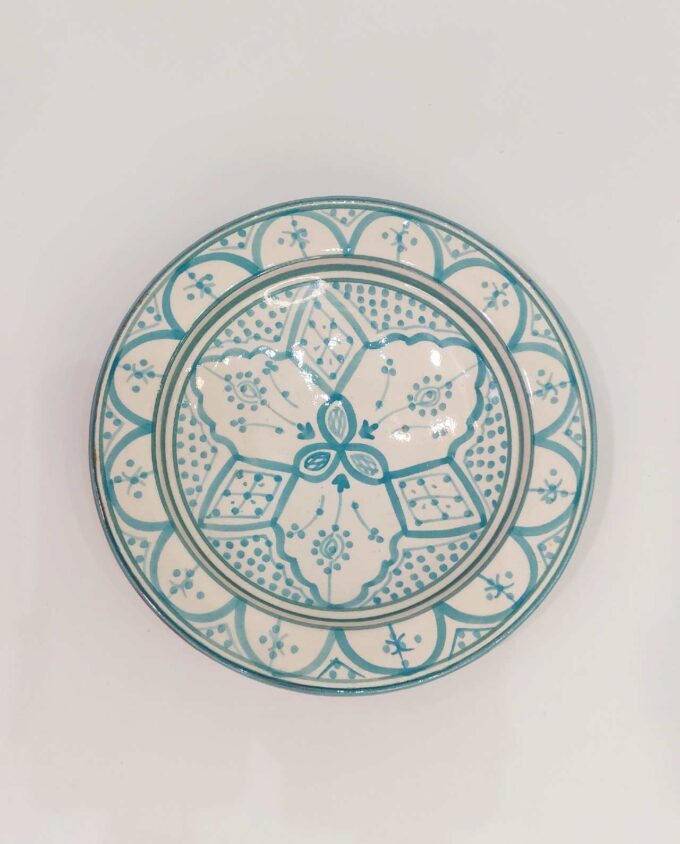 Plate Ceramic Light Blue & White