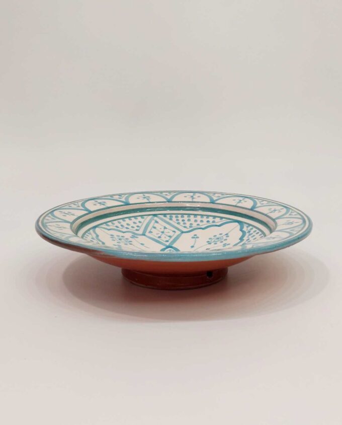 Plate Ceramic Light Blue & White