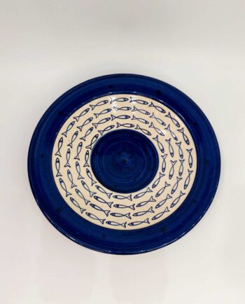 Platter Ceramic Blue Fishes Diameter 40 cm