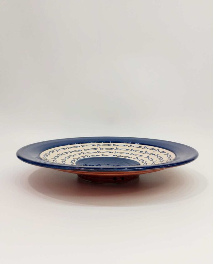 Platter Ceramic Blue Fishes Diameter 40 cm