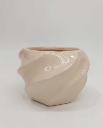 Pot Beige Ceramic "Spiral" Diameter 16 cm