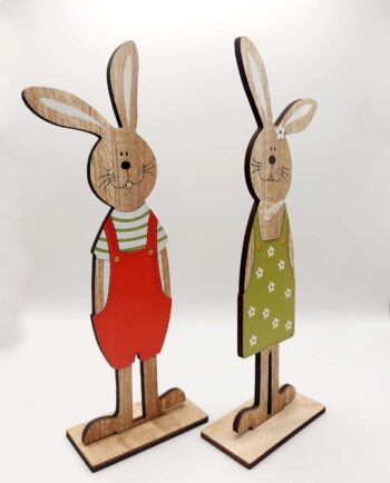 Wooden Pair Rabbits Height 25 cm
