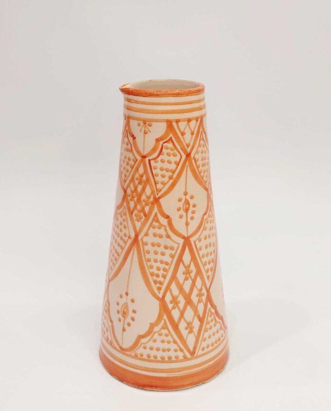 Vase Carafe Orange Beige Ceramic Height 25 cm