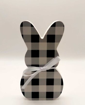 Wooden Rabbit Checkered Black White Height 15 cm
