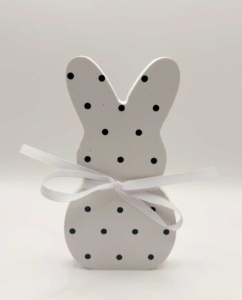 Wooden Rabbit White Polka Dot Height 15 cm