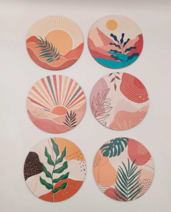 Coaster Wooden "Boho" Set 6 Pieces