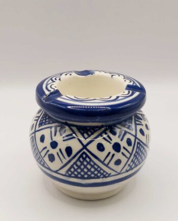 Ashtray Ceramic Handpainted Blue Patterns