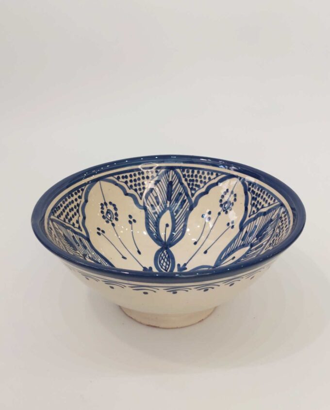 Bowl Ceramic Beige Blue Diameter 20 cm