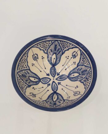 Bowl Ceramic Beige Blue Diameter 20 cm