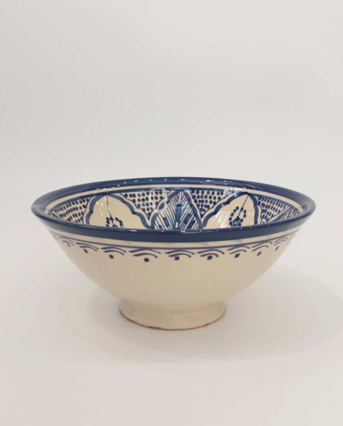 Bowl Ceramic Beige Blue Diameter 20 cm