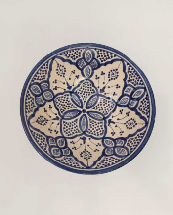Bowl Ceramic Beige Blue Diameter 25 cm