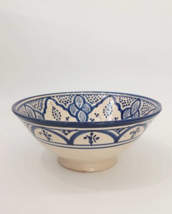 Bowl Ceramic Beige Blue Diameter 25 cm