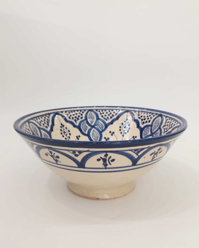 Bowl Ceramic Beige Blue Diameter 25 cm