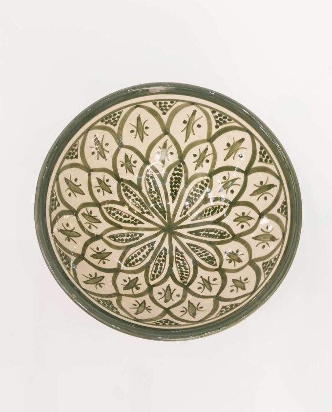 Bowl Ceramic Beige Green Diameter 20 cm