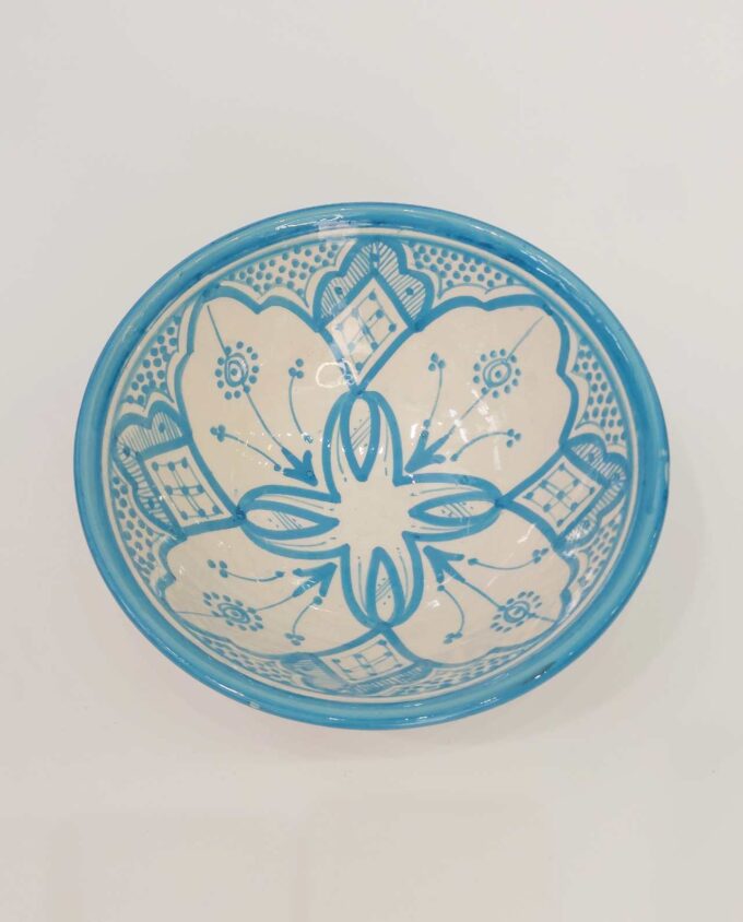 Bowl Ceramic Beige Light Blue Diameter 20 cm