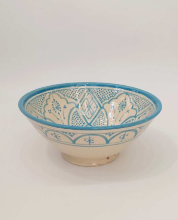 Bowl Ceramic Beige Light Blue Diameter 25 cm