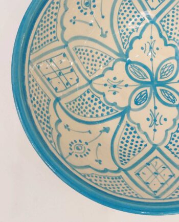 Bowl Ceramic Beige Light Blue Diameter 25 cm