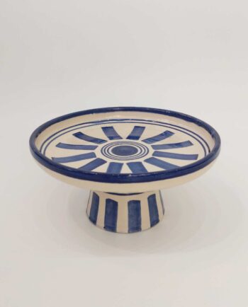 Ceramic Beige Blue Cake Holder