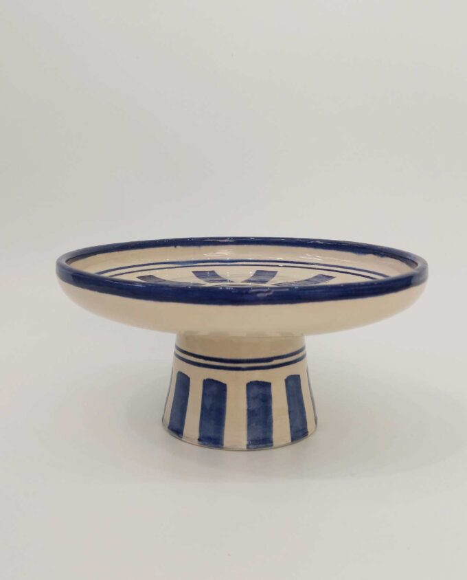 Ceramic Beige Blue Cake Holder