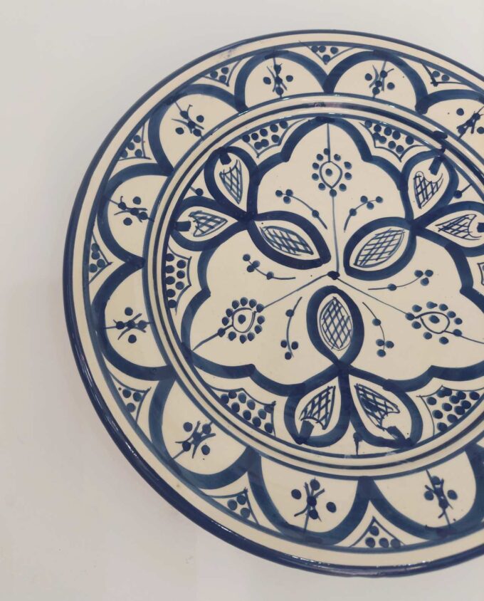 Plate Ceramic Blue & Beige Diameter 26 cm