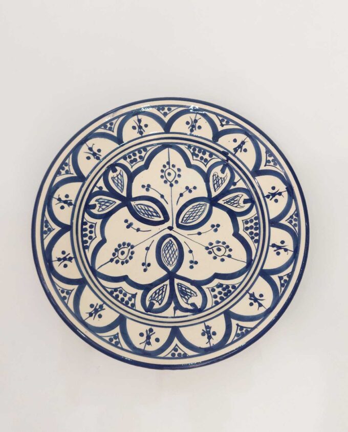 Plate Ceramic Blue & Beige Diameter 26 cm
