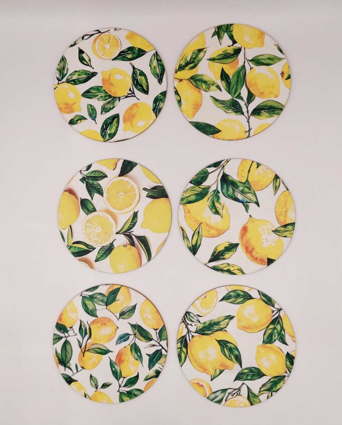 Coaster Wooden Lemons Set 6 Pieces