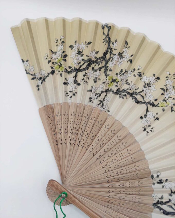 Bamboo Fan Floral Green Fabric