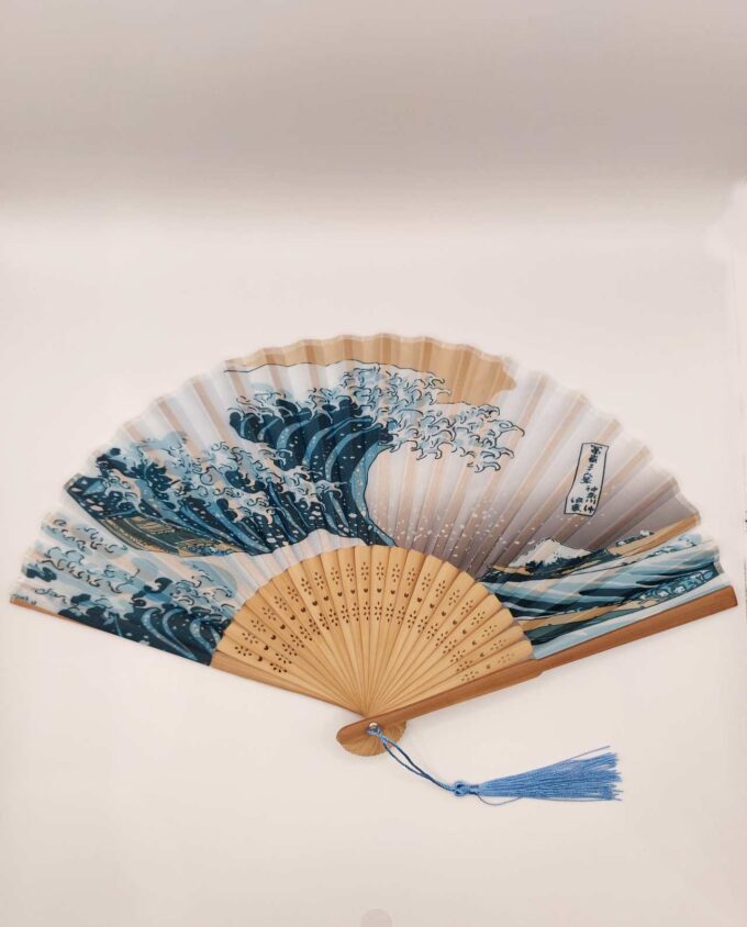 Bamboo Fan Fabric Hokusai Wave