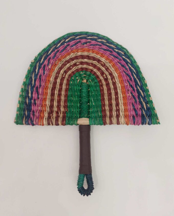 Palm Leaf Fan Pink Green