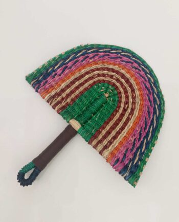 Palm Leaf Fan Pink Green