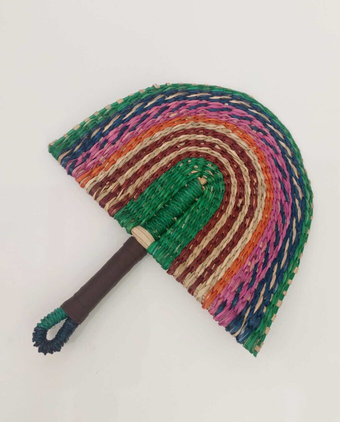Palm Leaf Fan Pink Green