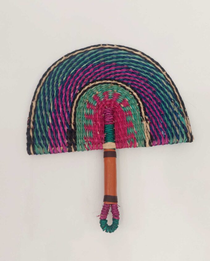 Palm Leaf Fan Fuschia Teal