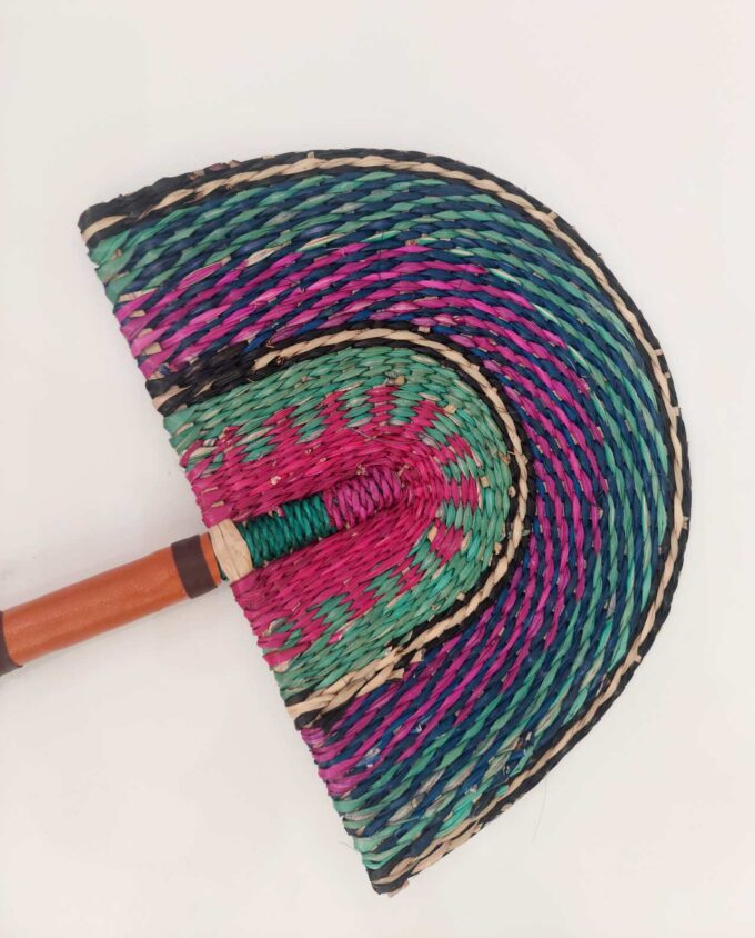 Palm Leaf Fan Fuschia Teal