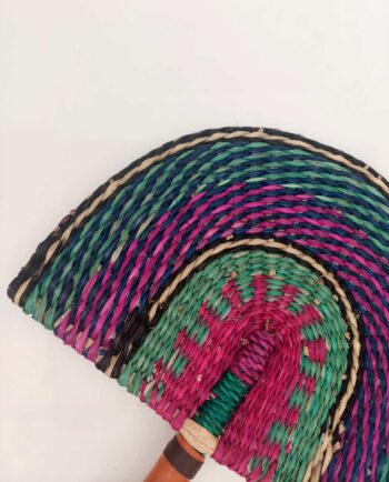 Palm Leaf Fan Fuschia Teal