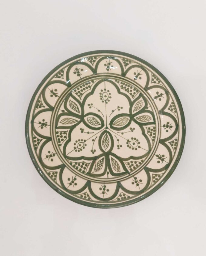 Plate Ceramic Green & Beige Diameter 26 cm