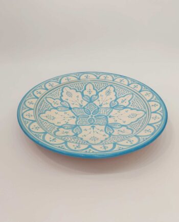 Platter Ceramic Beige Light Blue Diameter 40 cm