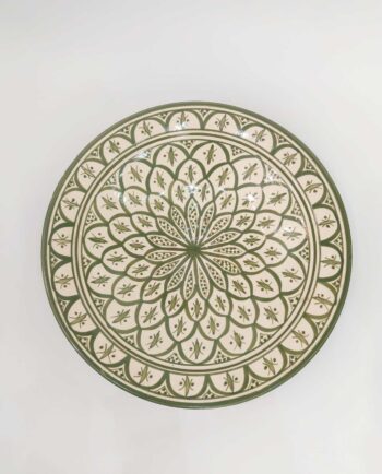 Platter Ceramic Beige Green Diameter 40 cm