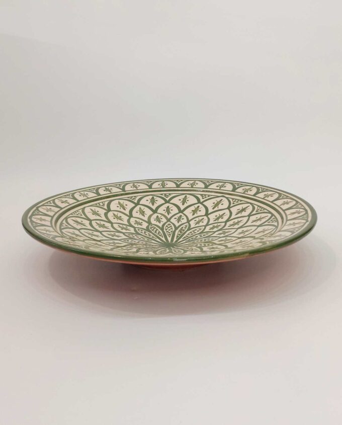 Platter Ceramic Beige Green Diameter 40 cm