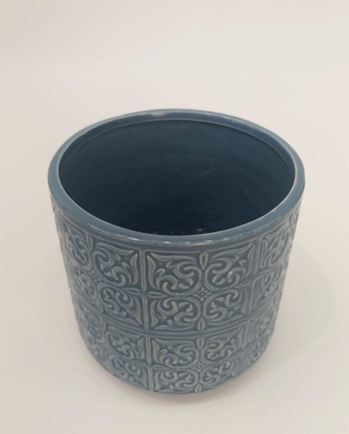 Pot Blue Ceramic Height 13 cm