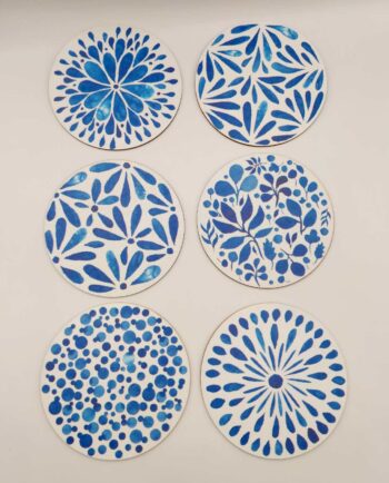 Coaster Wooden Sureal Blue White Set 6 Pieces