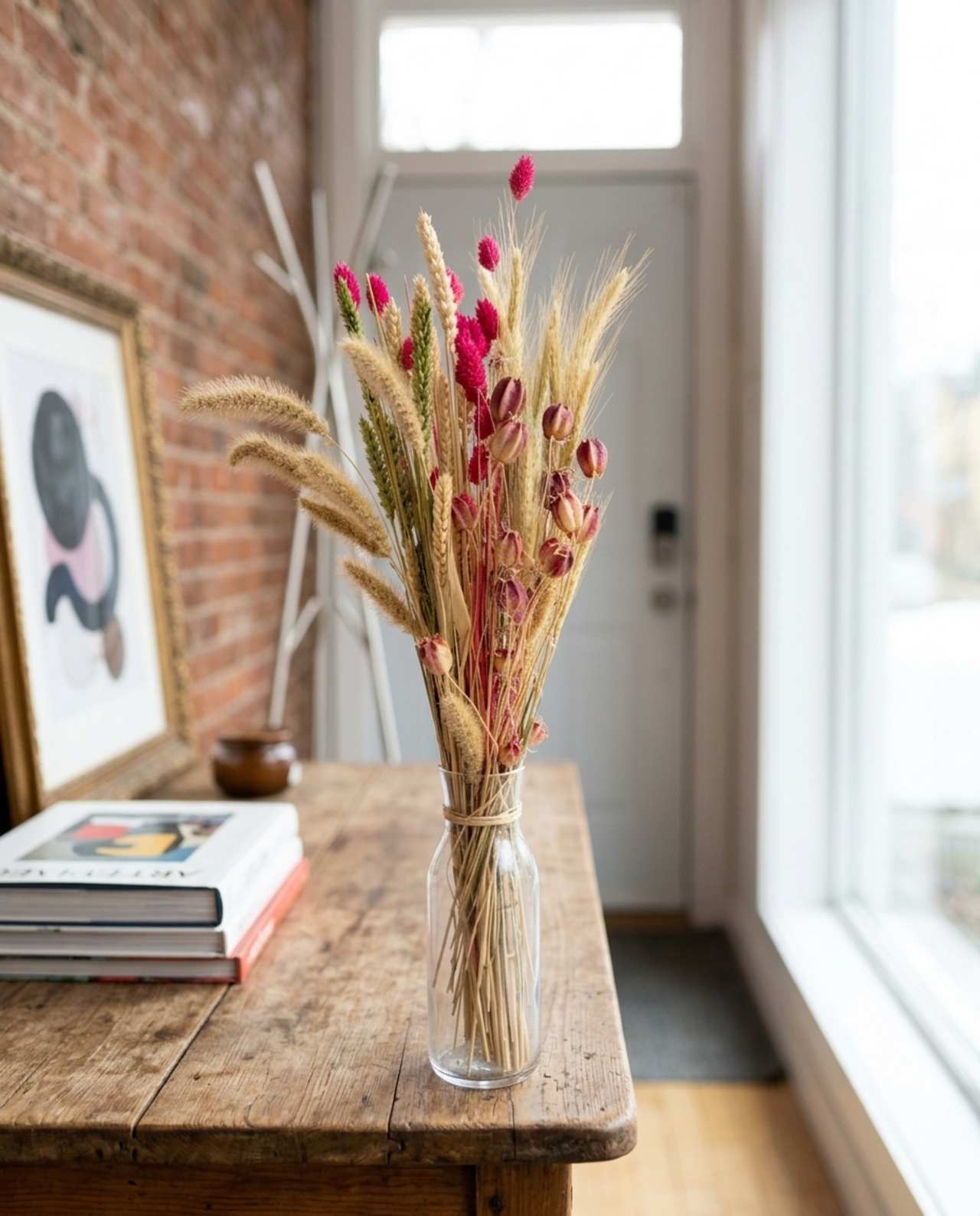 Dried Flowers Fuschia Natural Mix Bouquet decorating house