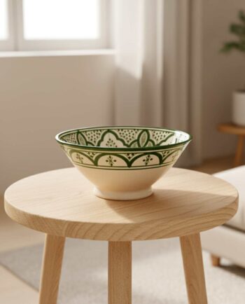 Bowl Ceramic Beige Green Diameter 26 cm