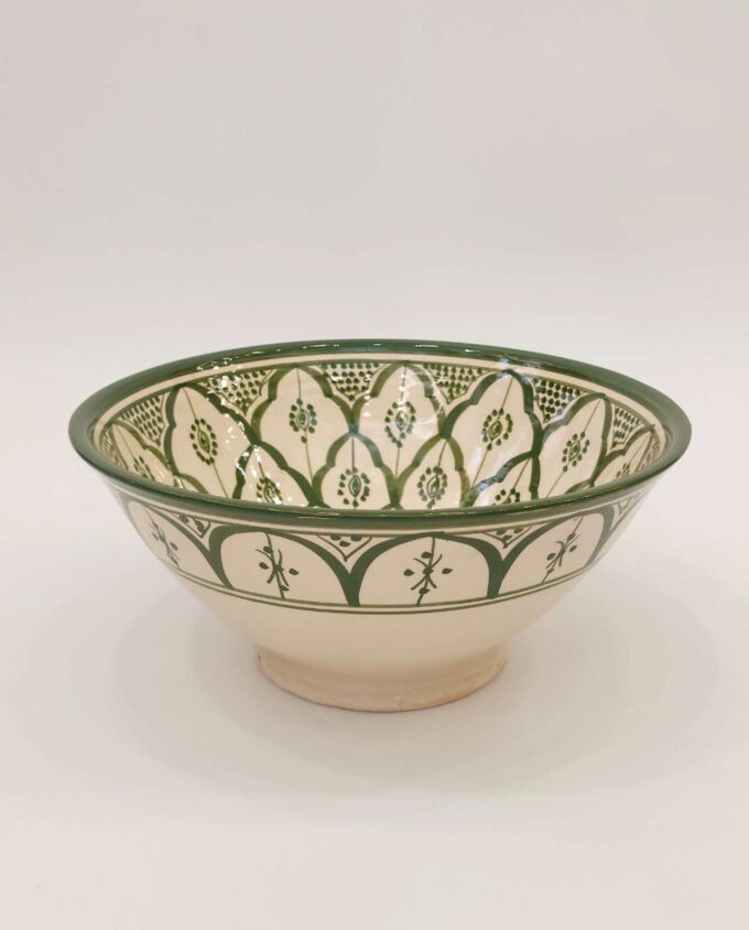 Bowl Ceramic Beige Green Diameter 26 cm