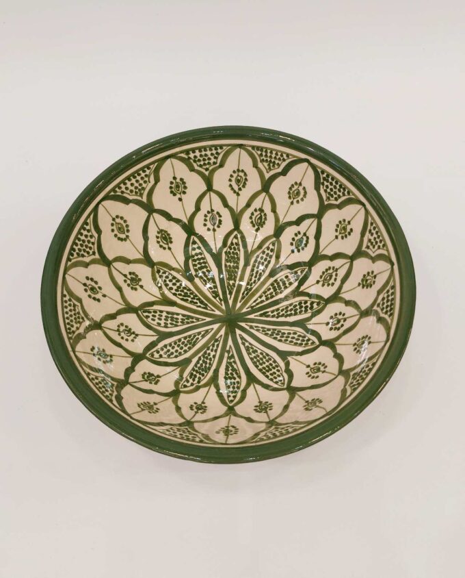 Bowl Ceramic Beige Green Diameter 26 cm