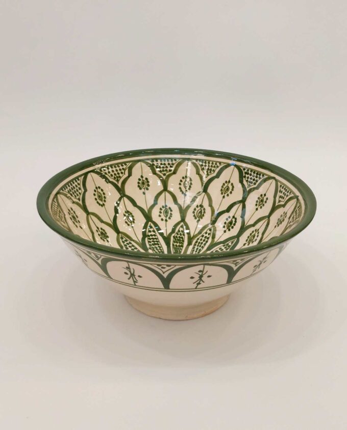 Bowl Ceramic Beige Green Diameter 26 cm