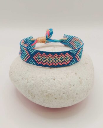 Bracelet Fabric Teal Pink