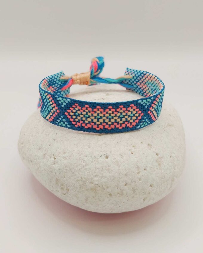 Bracelet Fabric Teal Pink